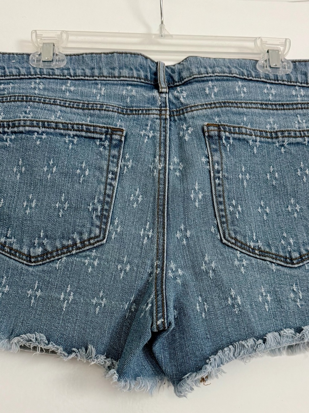 LOFT Light Blue Denim Shorts with Brown Stitching